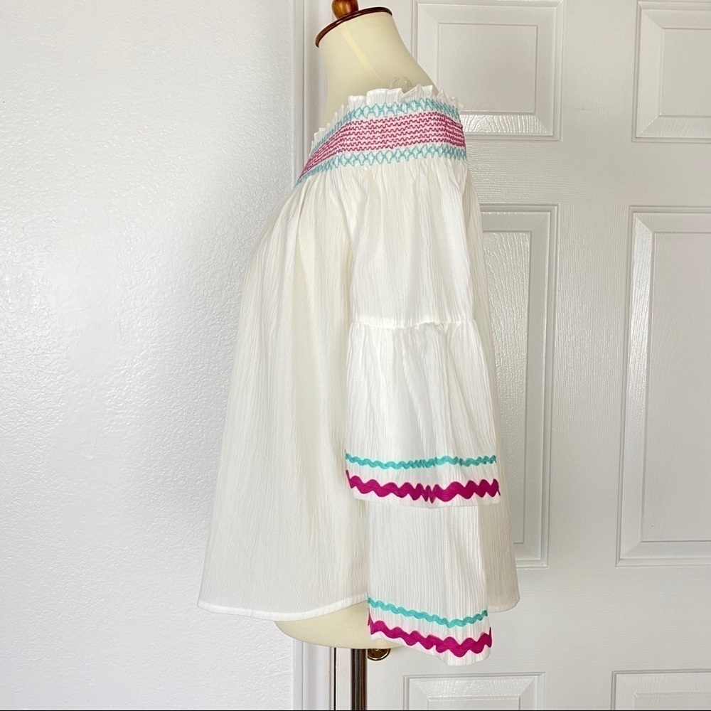 Entro Off Shoulder Blouse Double Gauze White S - Picture 6 of 8